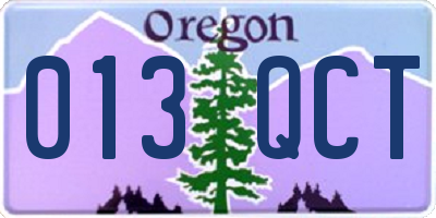 OR license plate 013QCT
