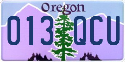 OR license plate 013QCU