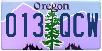 OR license plate 013QCW
