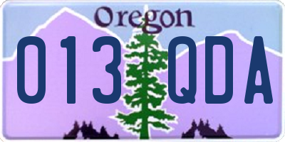 OR license plate 013QDA