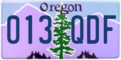 OR license plate 013QDF