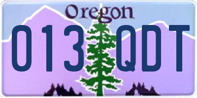 OR license plate 013QDT