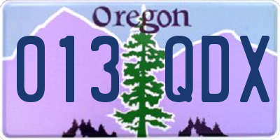 OR license plate 013QDX
