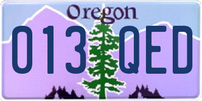 OR license plate 013QED