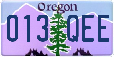 OR license plate 013QEE