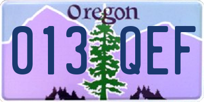 OR license plate 013QEF