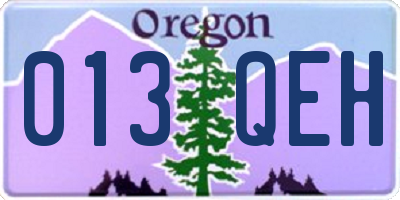 OR license plate 013QEH