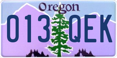 OR license plate 013QEK