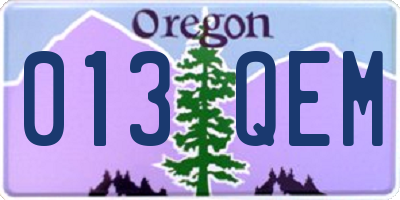 OR license plate 013QEM