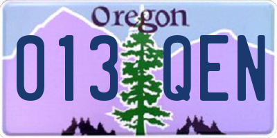 OR license plate 013QEN