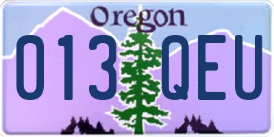 OR license plate 013QEU