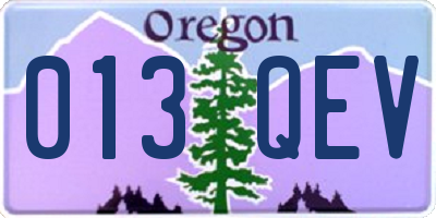 OR license plate 013QEV