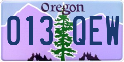 OR license plate 013QEW