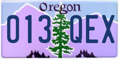 OR license plate 013QEX