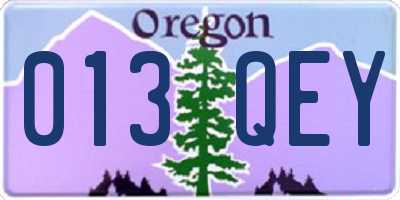 OR license plate 013QEY
