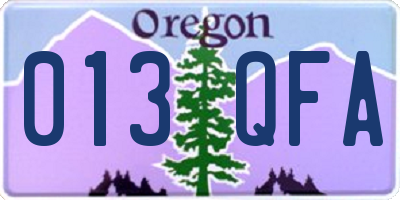 OR license plate 013QFA