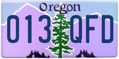 OR license plate 013QFD