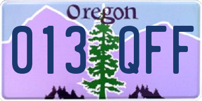OR license plate 013QFF