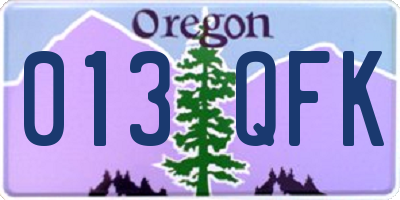 OR license plate 013QFK