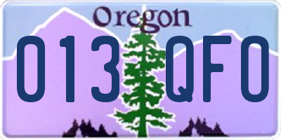 OR license plate 013QFO