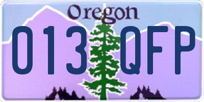 OR license plate 013QFP
