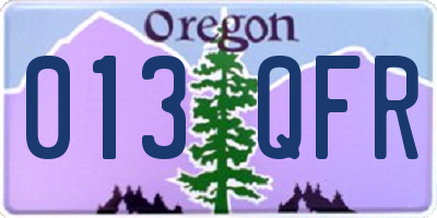 OR license plate 013QFR