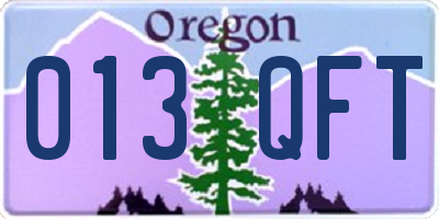 OR license plate 013QFT