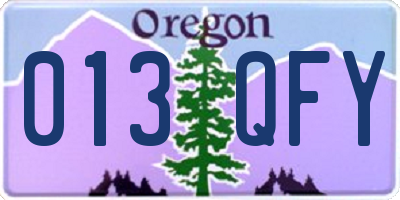 OR license plate 013QFY