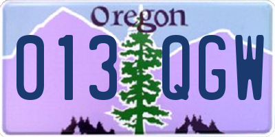 OR license plate 013QGW