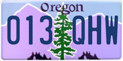 OR license plate 013QHW