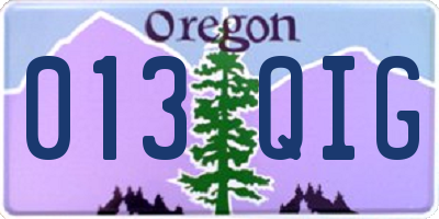 OR license plate 013QIG