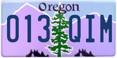 OR license plate 013QIM