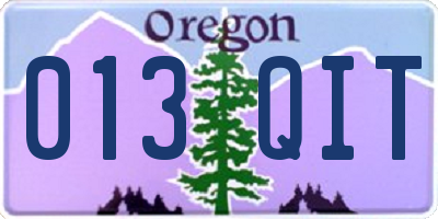 OR license plate 013QIT