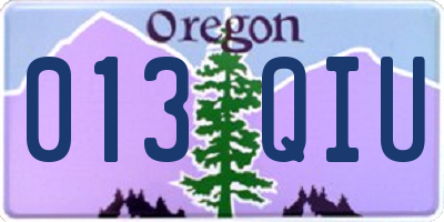 OR license plate 013QIU