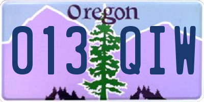 OR license plate 013QIW