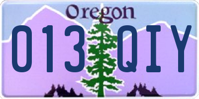 OR license plate 013QIY