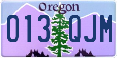 OR license plate 013QJM
