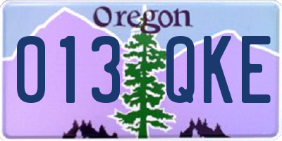 OR license plate 013QKE