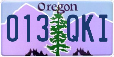 OR license plate 013QKI