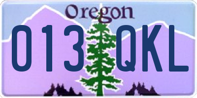 OR license plate 013QKL