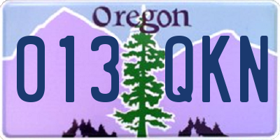 OR license plate 013QKN