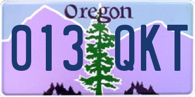OR license plate 013QKT