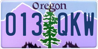 OR license plate 013QKW