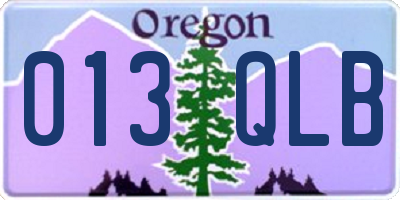 OR license plate 013QLB