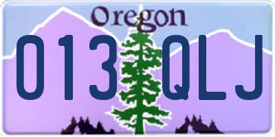 OR license plate 013QLJ