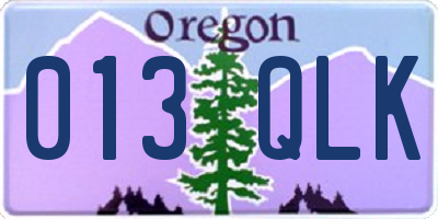 OR license plate 013QLK