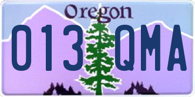 OR license plate 013QMA