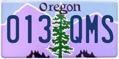 OR license plate 013QMS