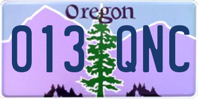 OR license plate 013QNC