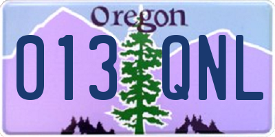 OR license plate 013QNL